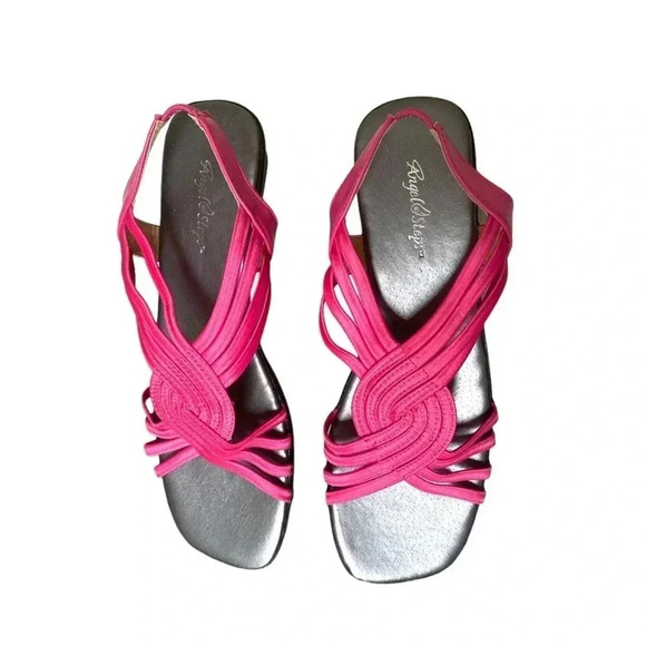 ANGEL STEPS | Patty Fuchsia Slingback Low Wedge Sandal Sizes 8 & 9 - Picture 5 of 7